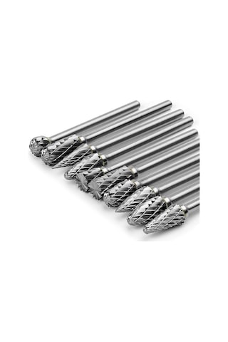 Xurunkeji Karbür Freze Seti Dremel Döner 1/8 İnç Şaft 10 Adet Kalıp Taşlama Makinesi Döner Alet Raspa Uçları Aksesuarları İle Uyumlu