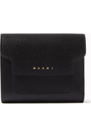 Marni Saffiano Deri Kapaklı Cüzdan, Minimalist, Düzenli & Lüks Tasarım Siyah