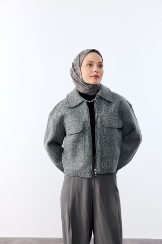 Mirsoy Scarf Zümra Desen Eşarp Antrasit