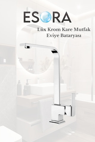 Lüx Krom Kare Mutfak Eviye Bataryası