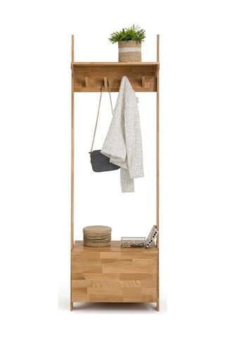 Tek Kapaklı Çam Masif Ahşap Vestiyer, Portmanto 195x60x40 Cm