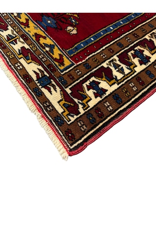 El Dokuma Sıfır Yahyalı Seccade 74x120 Kök Boya Kırmızı Yün Namazlık Kırmızı