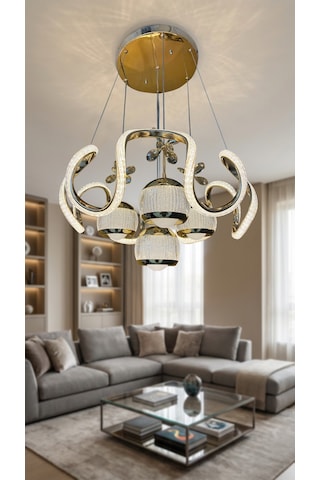 Arya Xl Yakamoz 4 Top Simli Slikon Modern Sarkıt Salon Avizesi Gold