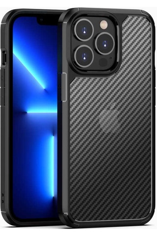 Apple Uyumlu iPhone 13 Pro Kılıf Zore Inoks Kapak-Siyah