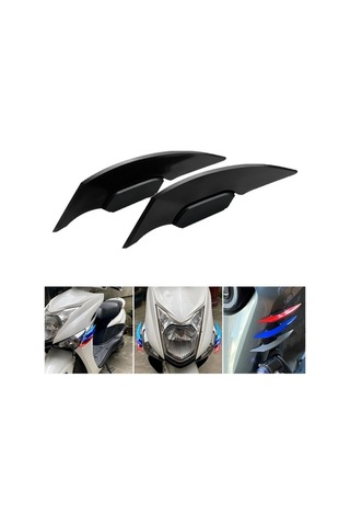 Ganzhoushop Winglet Uygun Suntek Spoiler Siyah Motosikletler Motosiklet Kanat Için Elektrikli Aerodinamik Es Siyah