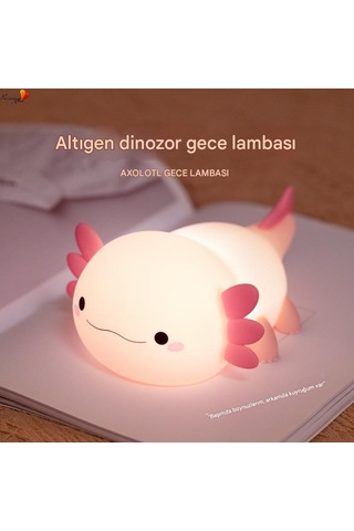 Xinxin Altıgen Dinozor Gece Lambası Açık Pembe