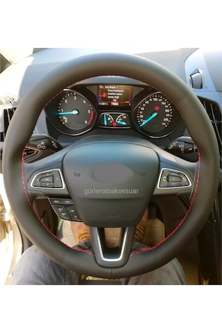 Ford Focus 1 Uyumlu Kırmızı Ipli Dikmeli Direksiyon Kılıfı 10.5Cm