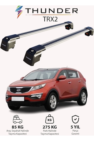 Kıa Sportage 2010-2015 Trx2 Thunder Carrier Kilitli Ara Atkı Taşıyıcı Tavan Barı Gri