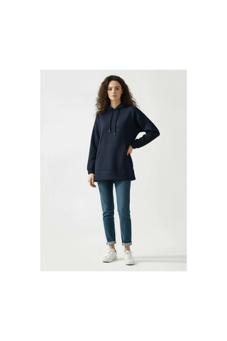 Lyvean Kapşonlu 3 İplik Penye Sweatshirt Lacivert