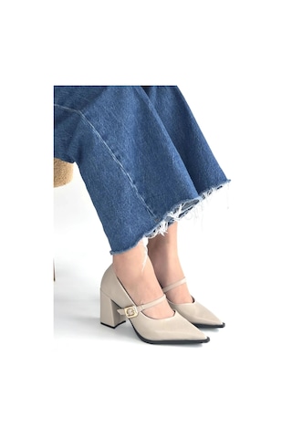 Alfanora Nıvra Bej Cilt Topuklu Ayakkabı Çok Renkli