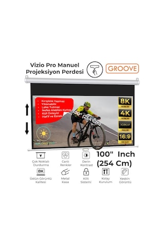 Groove Vizio Pro 100 Inch 220x125cm Blackout Işık Geçirmez Profesyonel Projeksiyon Perdesi