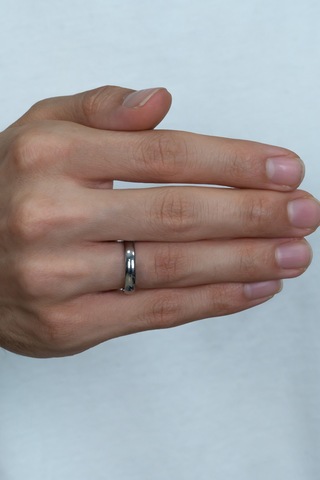 Kişiye Özel İsim Yazılı 4mm Bombeli Parlak Erkek Kadın Çelik Alyans Yüzük Cl18ko Beyaz