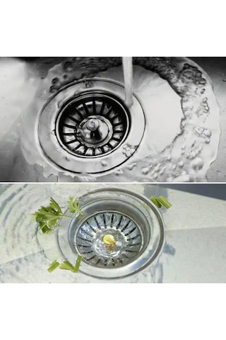 Buffer Paslanmaz Çelik Mutfak Evye Lavabo Süzgeci Lavabo Gideri Atık Gıda Tıpası Krom