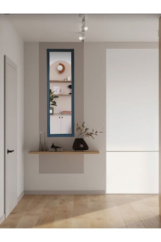 Kalipso Ahşap Çerçeve Duvar Hol Boy Ayna 121 37 Gri - Siyah