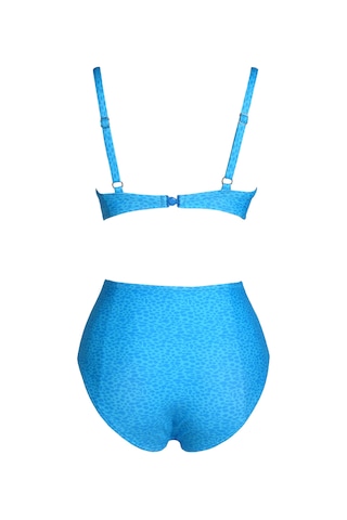 Endeep Kadın Balenli Destekli Büyük Beden Mavi Yüksek Bel Bikini Takımı Mavi