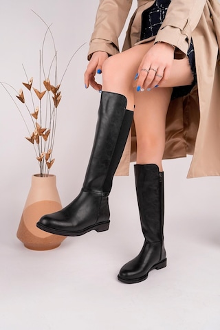 Nesilshoes Nesil Shoes Carel 801 Siyah Baldırı Strech Kadın Çizme