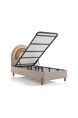 Junior Bedding Tek Kişilik Sandıklı Baza Başlık Seti 90x190 Cm Modern Baza Ve Başlık Takımı, Depolama Alanlı Jüni Baza Başlık 90 x 190