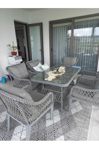 Tu Tienda Medya 6 Sandalyeli Bahçe Balkon Mutfak Masa Takımı,gri Gri