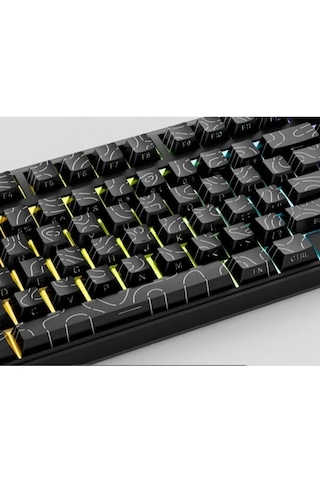Mekanik Klavye Kontur Keycaps Seti- 137 Tuş Şeffaf Rgb Uyumlu Çizgili Tuş Takımı Beyaz