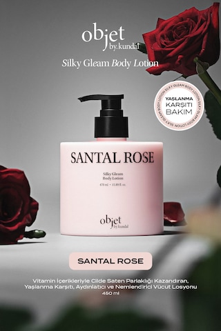 Yaşlanma Karşıtı Saten Bitişli Vücut Losyonu Kundal Silky Gleam Body Lotion Santal Rose