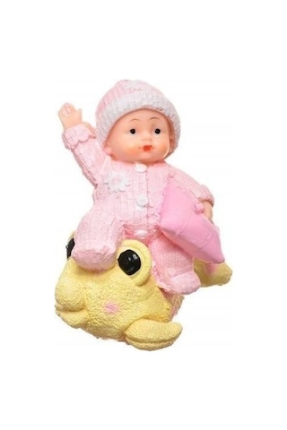 Zmc Bilişim Decotown Hediyelik Sevimli Pembe Bebek Biblo Polyester Süs Eşyası