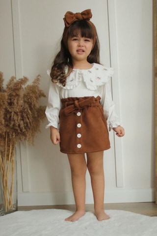 Süet Etek Çiçek Yaka Kız Takım 001