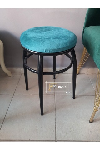 Mutfak Balkon Teras Ofis Krom Tabure Kara Inci Karışık Renk
