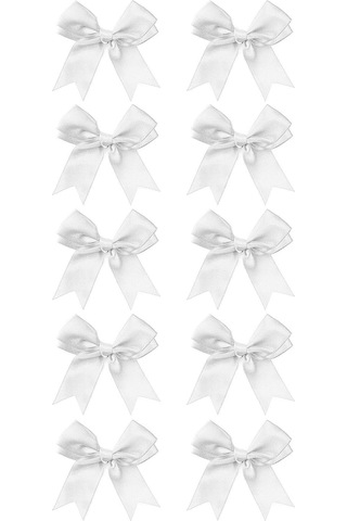 10 Adet Beyaz Saten Fiyonk Süsleme Kurdele Seti