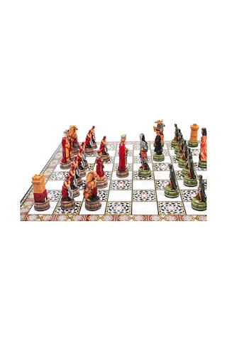 Boyaması - 55 - Satranç Camelot Ortaçağ Sedef36cam - Muratech - - Sedef36cam