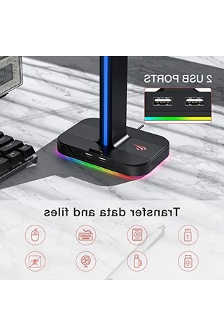 Rgb Aydınlatmalı Kulaklık Tutucu, 2 Usb Girişi İle Oyunculara Özel