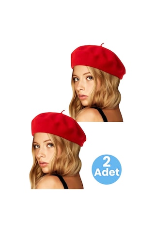 Tezzgelsin Kadın 2'li Fransız Ressam Bere Kırmızı - Kırmızı
