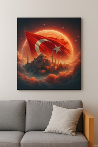 Türk Bayrağı Ve Ayasofya Temalı Cam Tablo