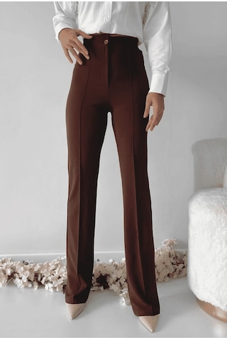 Ozer&Hermin Önü Cumalı İthal Krep Pantolon - Xl / Kahve Kahverengi