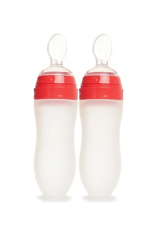 Bebedor Silikon Kaşıklı Biberon 120ml +6 Ay Şeffaf Kod:7509 2 Li