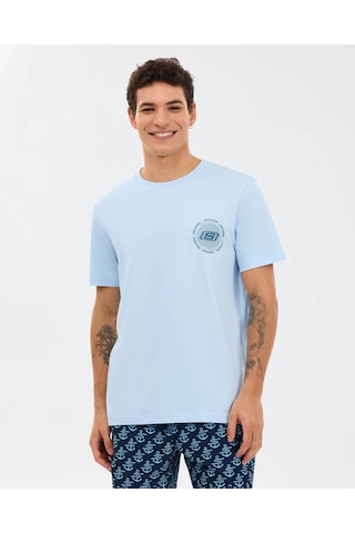 Skechers M Regular Mavi Erkek T-shirt S2610119-0721
