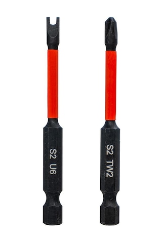 6603 Tri-wing Tw2/ U-shaped U6 Vidalama 2'li Bits Uç Seti 75mm