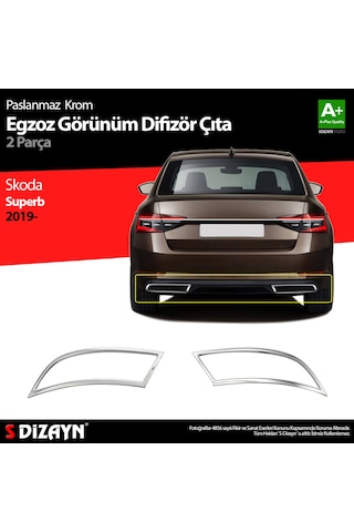 S-Dizayn Skoda Superb Krom Egzoz Çıkışı 2 Parça 2020 ve Üzeri