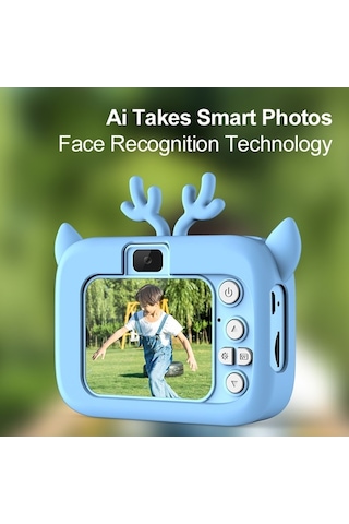 Trendooze Springsun 1080p Mini Karikatür Çocuklar Dijital Kamera Çift Lens 2.0 İnç Ips Ekran Dahili Pil Af