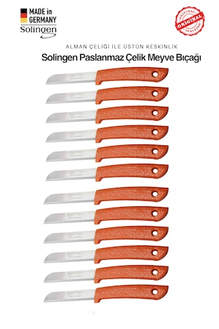 Solingen Profesyonel Turuncu Meyve Bıçağı Ultra Keskin Paslanmaz Çelik Mutfak Bıçağı - 12'li Set Turuncu