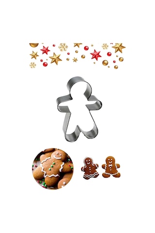 Yılbaşı Noel Gingerman Bebek Zencefilli Kurabiye Adam Kalıbı Metal Kopat Goldcakes