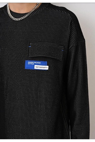 Cep Detaylı Oversize Sweatshirt Siyah