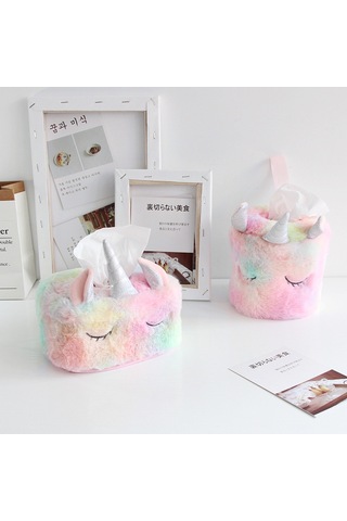 Renkli Unicorn Mendil Kutusu Kapağı Sevimli Peluş Diğer