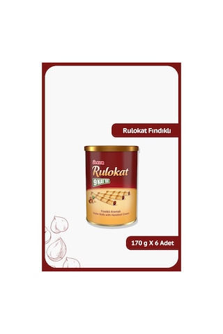 Ülker 9 Kat Tat Rulokat Fındıklı Rulo Gofret 6 x 170 G Ülker 9 Kat Tat Rulokat Fındıklı Rulo Gofret 6 x 170 G