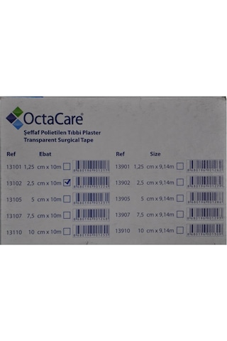 Octacare Şeffaf Flaster 2,5 Cm X 10 M - 12 Adet