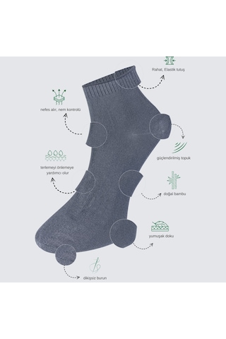 Kral Socks Erkek Bambu Patik Düz Desen 5 Çift Dikişsiz Çorap