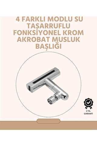 360 Dönüşlü Su Akışı Başlığı 4'ü 1 Arada Kullanım Çok Renkli