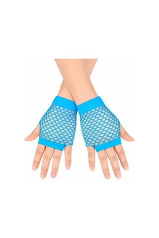 Terrien Stil Parçası Kutlama Eşyası 80 Ler 90 Lar Retro Mavi Turkuaz File Parmaksız Kısa Eldiven 11 Cm 350turkuaz