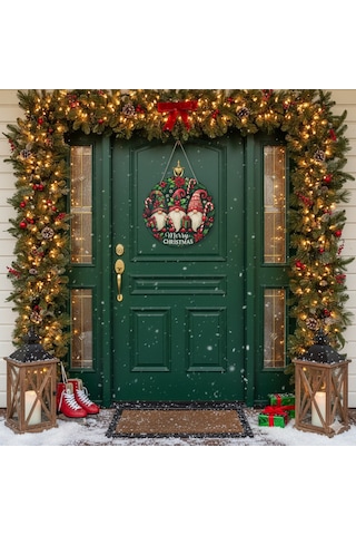 Yılbaşı Cüceleri Kapı Ve Duvar Süsü Merry Christmas 1 30x30