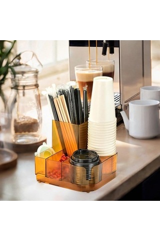 Pazly Suntek Kahve Barı Çeşni Rafı Çay Poşetleri Ve Süt Dükkanı Turuncu Turuncu