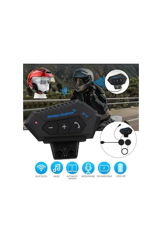 Bt12 Bluetooth 5.0 Motorsiklet Interkom Mikrofonlu Kulaklık Kask Bluetooth Kulaklık